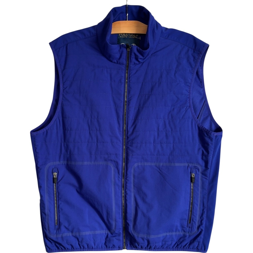 Polo Golf Ralph Lauren Mens Blue Quilted Hybrid Tech Vest Insulated Sz XL
